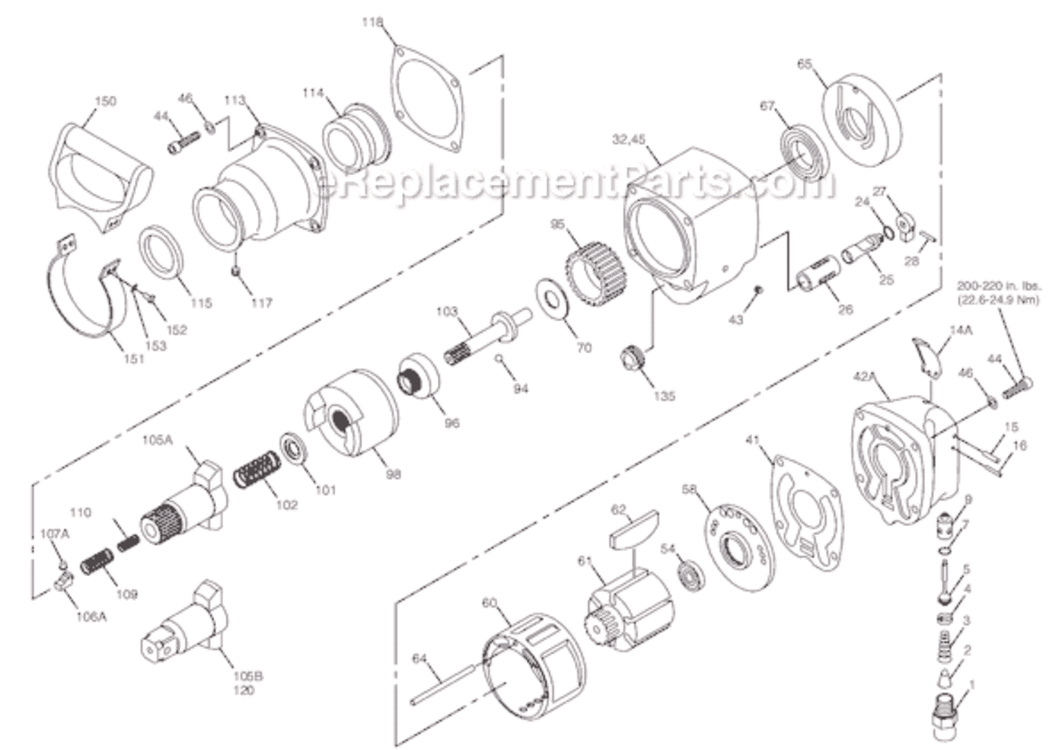 Page A Diagram and Parts List for CP6120 T018841 Chicago Pneumatic Wrench